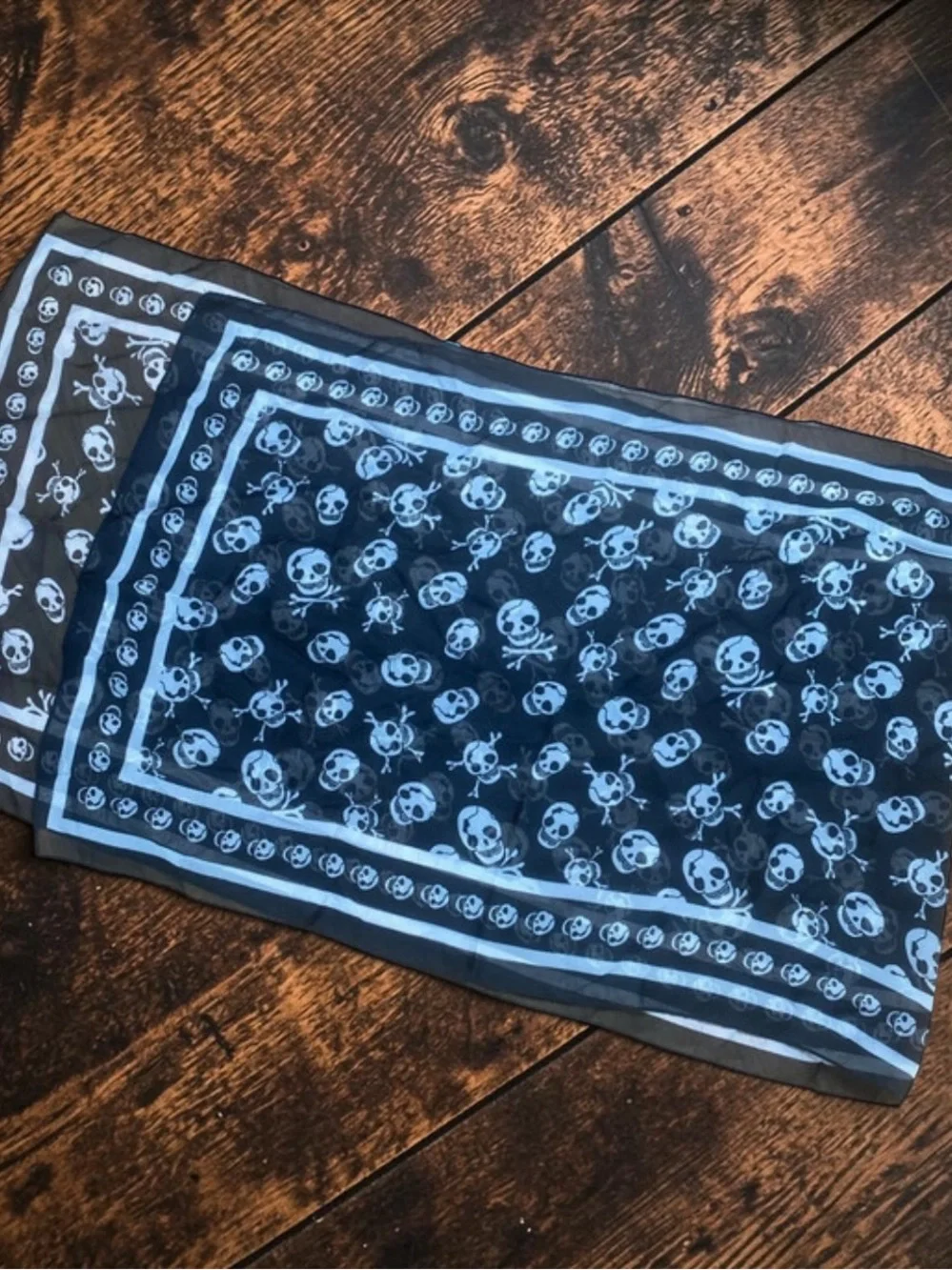 Skull Print Sheer Scarf - Black & White NWOT